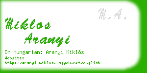 miklos aranyi business card